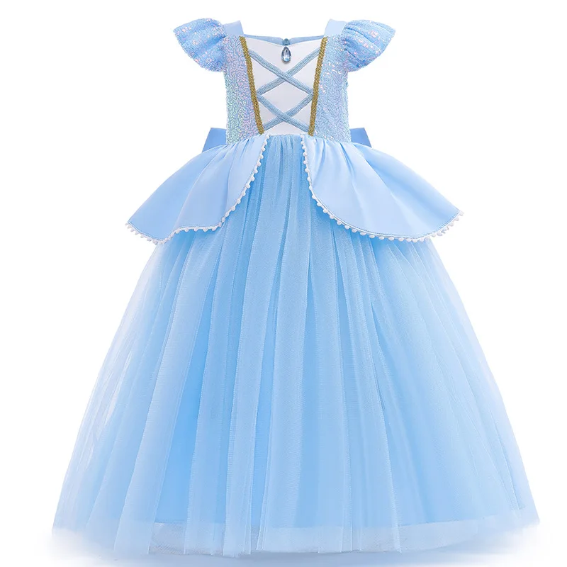 Cinderella Cosplay Costume Kids Clothes for Girls Sequins Princess Dress with Crown Gloves Birthday Party Ball Gown 3-10 Years - Image 4