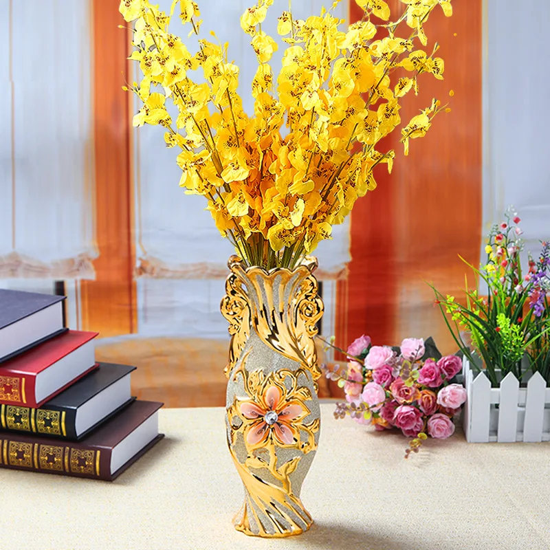 30CM Luxury Europe Gold-Plated Ceramic Vase Home Decor Creative Design Porcelain Decorative Flower Vase For Wedding Decoration - Image 4