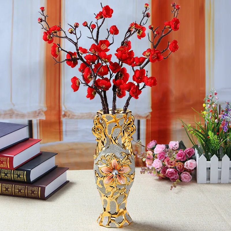 30CM Luxury Europe Gold-Plated Ceramic Vase Home Decor Creative Design Porcelain Decorative Flower Vase For Wedding Decoration - Image 3