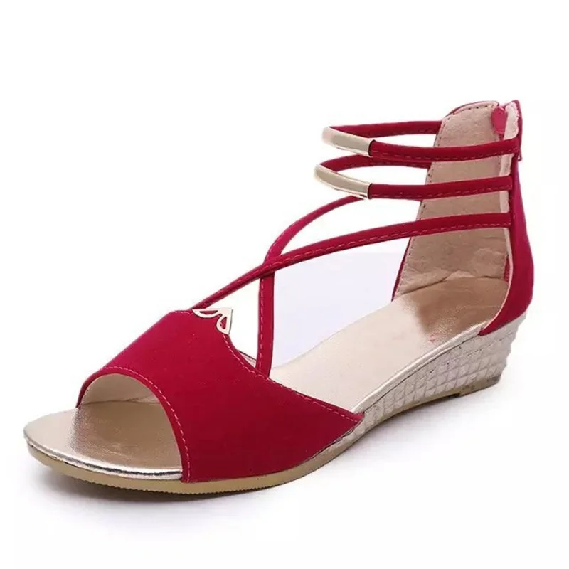 Peep toe Sandals Women Summer Shoes Women Wedges Sandals Fashion Summer Ladies Wedge Shoes Woman Sandal Black Red Blue A679 - Image 6
