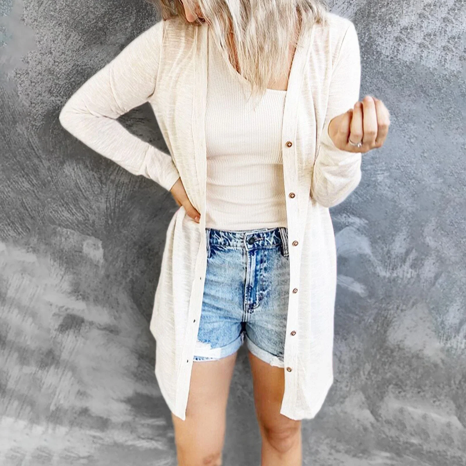 Summer Women XS-8XL Cardigan Sunscreen Clothing Spring and Autumn Casual Solid Long Sleeve Coat Versatile Loose Top Plus Size - Image 4