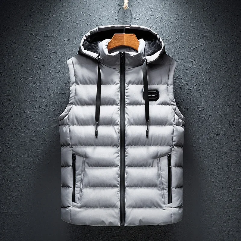 Vest Male Hooded Casual Loose Vest Jacket Mens New Autumn Warm Sleeveless Jacket Male Winter Casual Waistcoat Men Vest Plus Size - Image 2