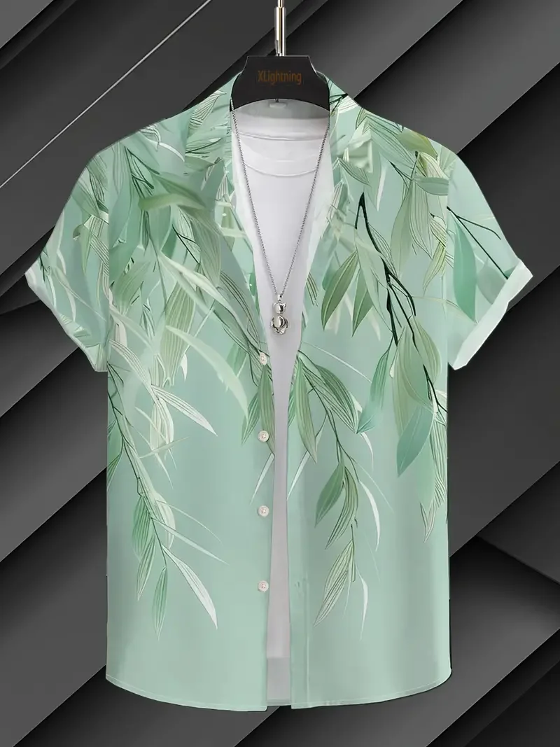 Hawaiian Shirt Summer Crisp Simple Everyday Men's And Women's Lapel Button-down Top Oversized Cool Casual Cloting - Image 6