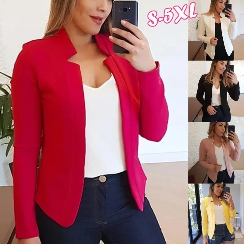 Women Thin Black Blazers Suit 2024 Female Spring Blazer Jackets Long Sleeve OL Casual Womens Slim Coats Femme Ladies Black Tops - Image 4