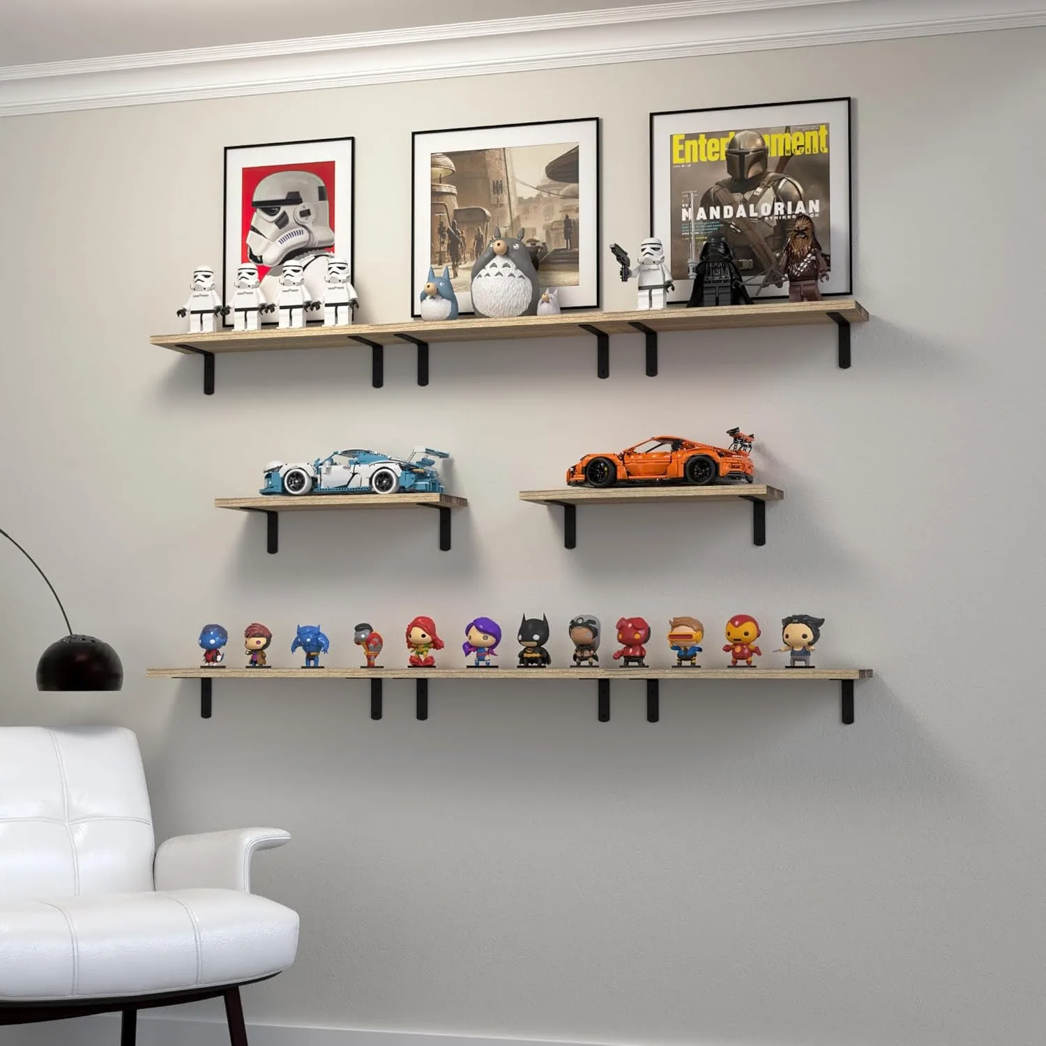 Floating Shelves, 8 Sets Wall Shelves, Wood Floating Shelves for Bedroom Wall Décor, Wall Mounted Floating Bathroom Shelf - Image 5