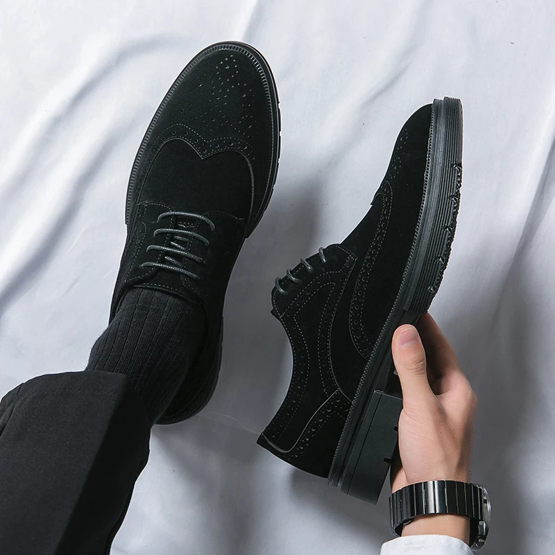 Men Oxford Shoes Comfort Suede Leather Shoes Vintage Slip-on Classic Casual Men Solid Color Shoes Wedding Male Lightweight Shoes - Image 6