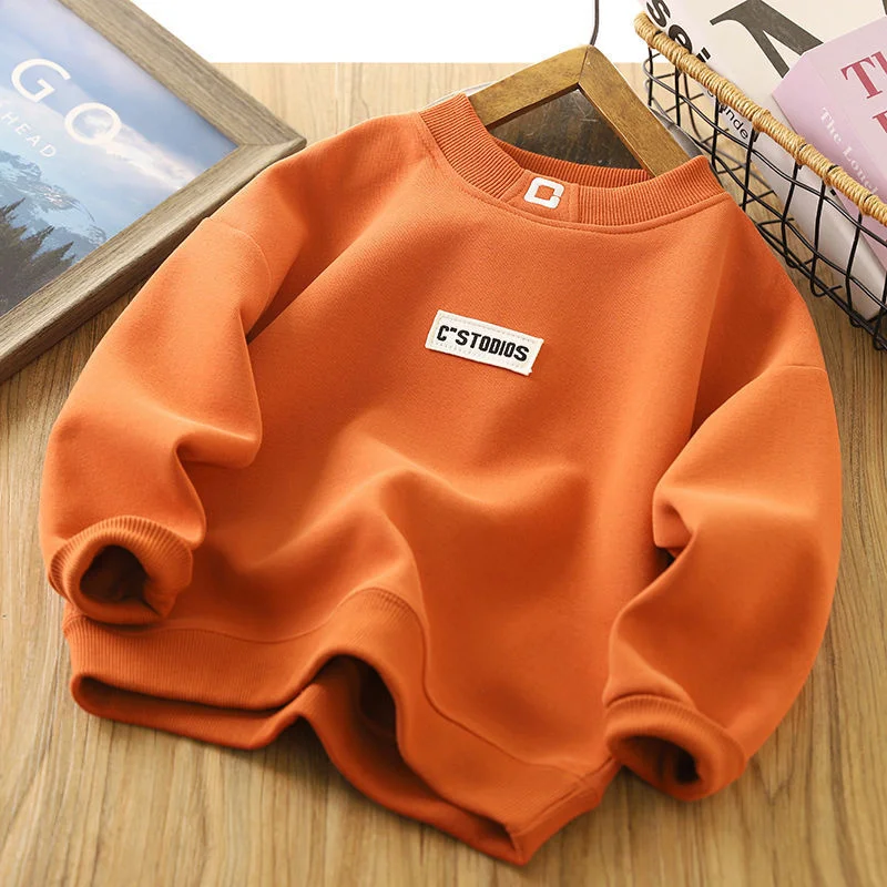 Boys Hoodies Sweatshirts Cotton Tops Outwear 2024 Orange Spring Autumn Kids Christmas Gift Teenagers Children's Clothing - Image 3