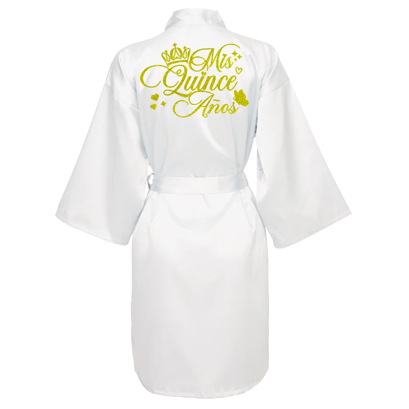 Mis15 Años Robe 15 Years Girl Birthday Party Robes Quinceanera Robe Mis XV Bathrobe Silkly Nightgown - Image 4