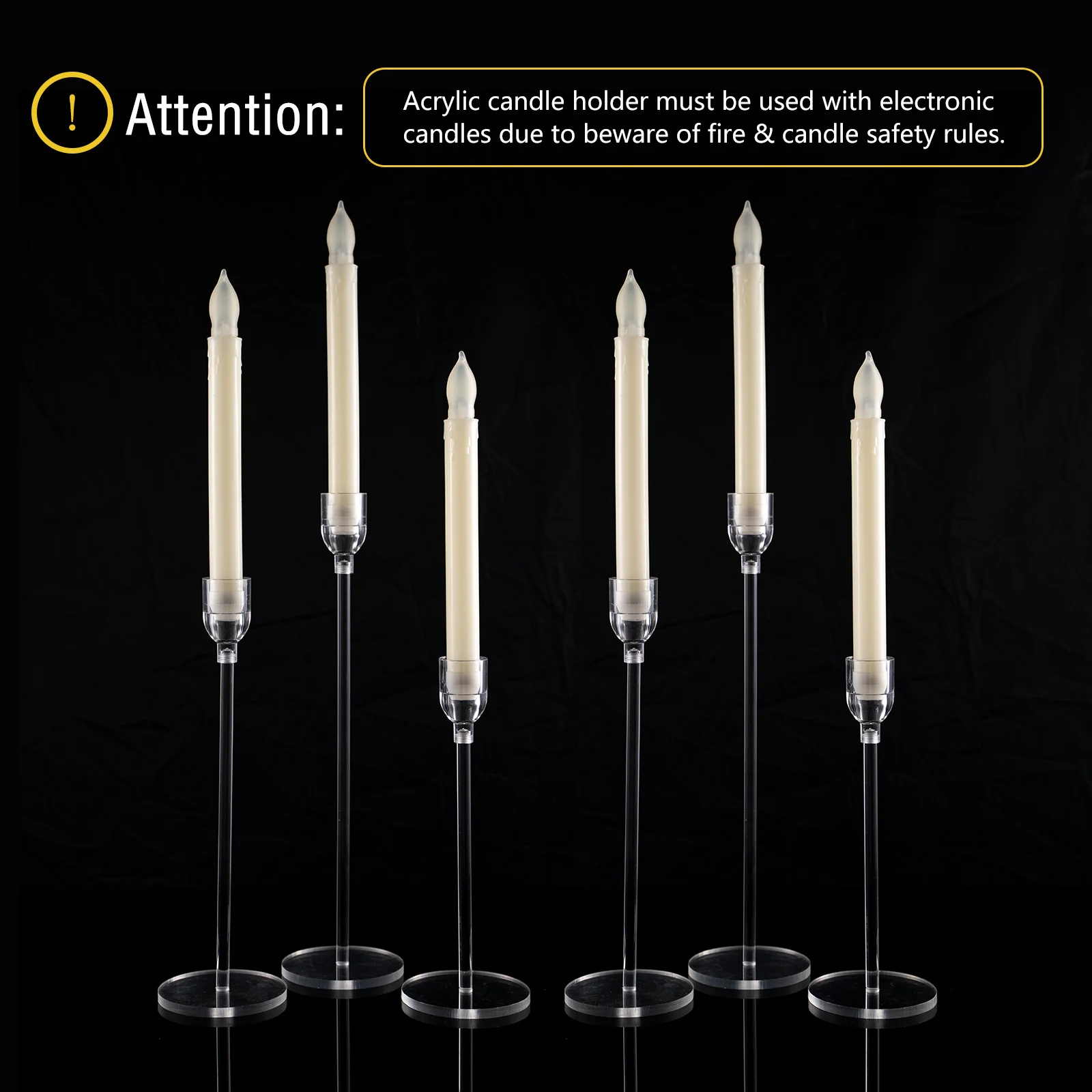 6PCs Acrylic Candle Holders Centerpieces for Table Taper Candle Holder for Wedding Decor Dining Room Halloween Christmas Decor - Image 4