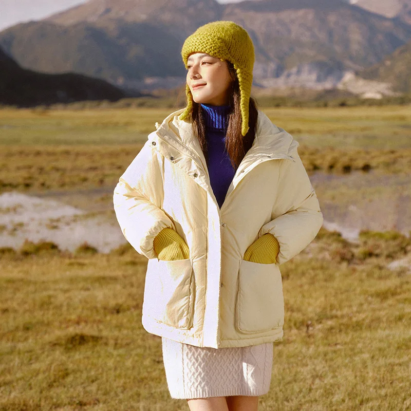 Semir Down Jacket Women Textured Solid Color Simple and Warm 2024 New Winter Oversize Hooded Outerwear Casual - Image 4