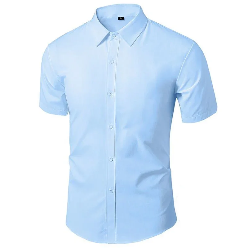 Summer Shirt for Men Daily Casual White Shirts Short Sleeve Button Down Slim Fit Male Social Blouse 4XL 5XL - Image 4