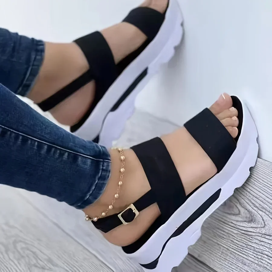 Open Toe Shoes Summer Women Non Slip Durable Women's Sandals Wedges Basic Buckle Slippers Women Zapatos De Mujer Footwear - Image 5