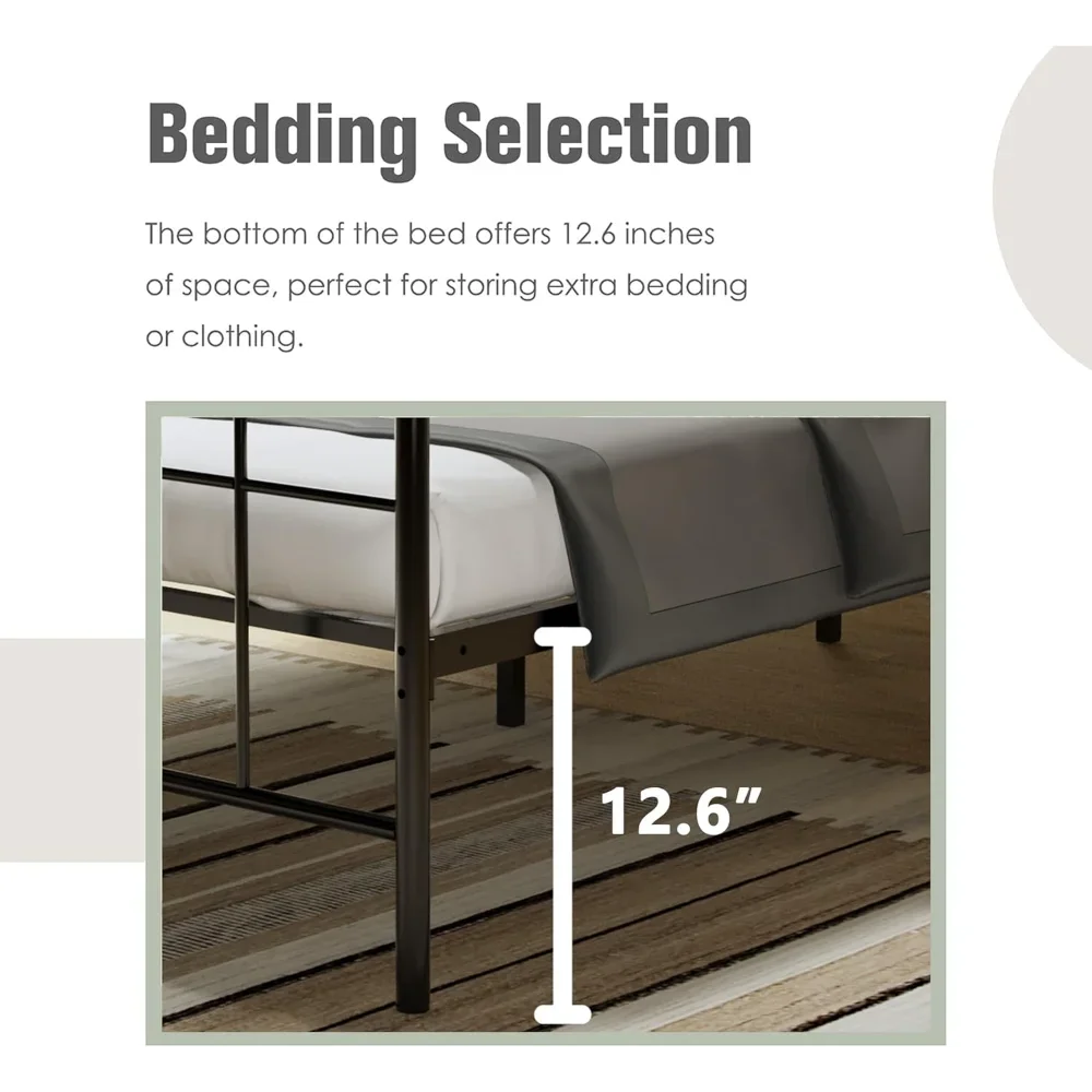 King Size Metal Platform Bed Frames With Headboard And Footboard With Storage No Box Spring Needed Easy Assembly Black - Image 6