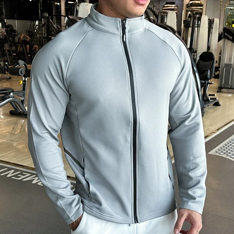 Plus Size Men's Jacket Sports Jersey Zip Up Long Sleeve T-shirts Quick Dry Gym Fitness Elasticity Coats Man Running Sweatshirts - Image 2
