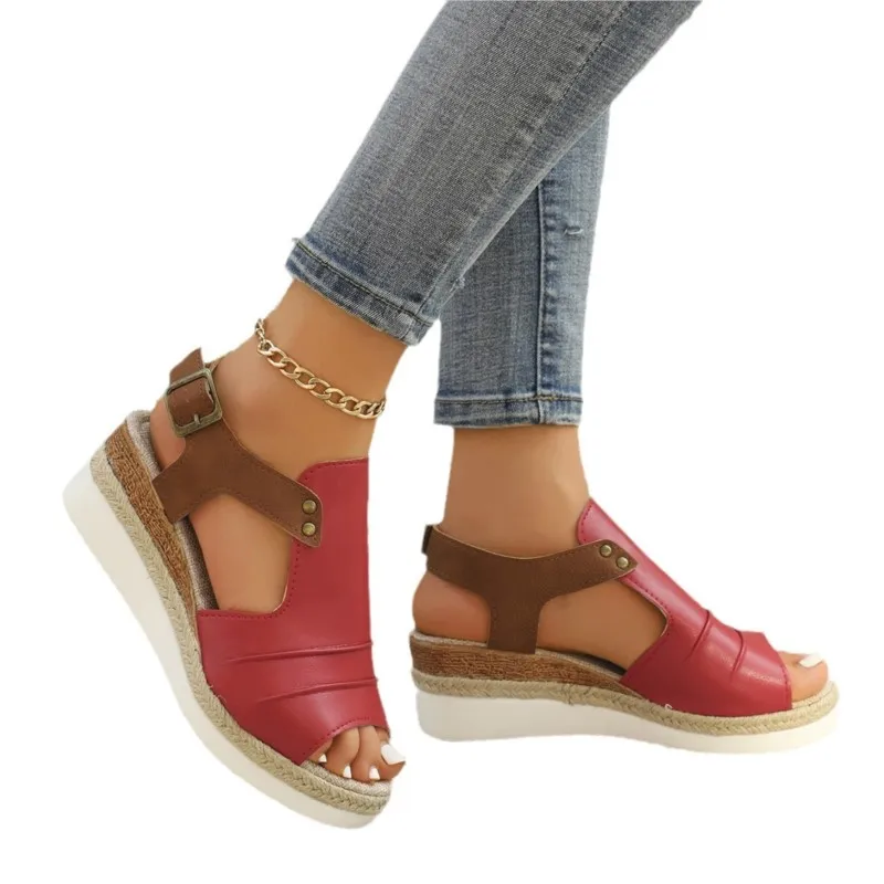 Shoes Sandals Women Summer Party Sandals Ladies Breathable Sandals Woman Wedge Walking Shoes Retro Female Women Sandal Footwear - Image 5