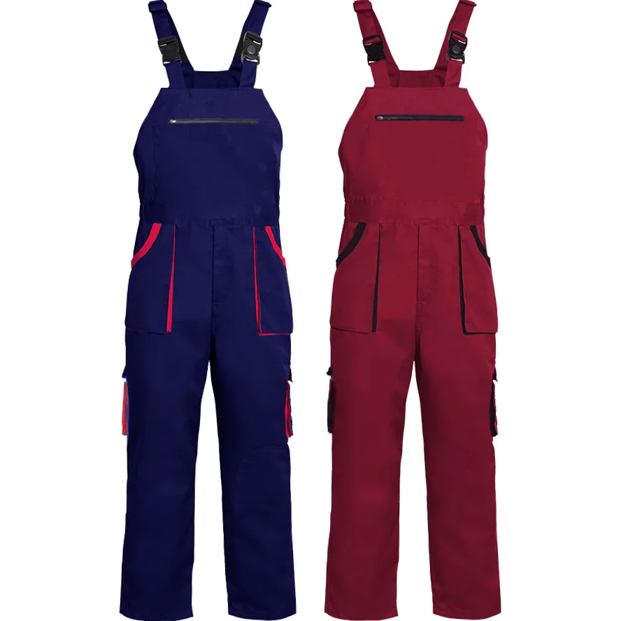 Bib Overalls Mens Women Work Clothing Plus Size Protective Coveralls Strap Jumpsuit Multi Pockets Uniform Sleeveless Cargo Pants - Image 4