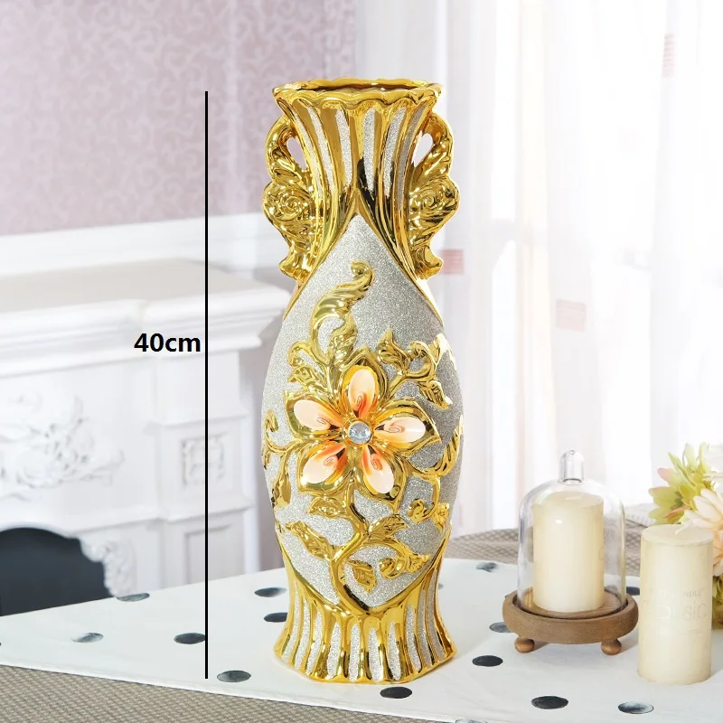 Europe Gold-Plated Ceramic Large Vase Home Decor Creative Design Porcelain Decorative Flower Vase For Wedding Decoration - Image 6