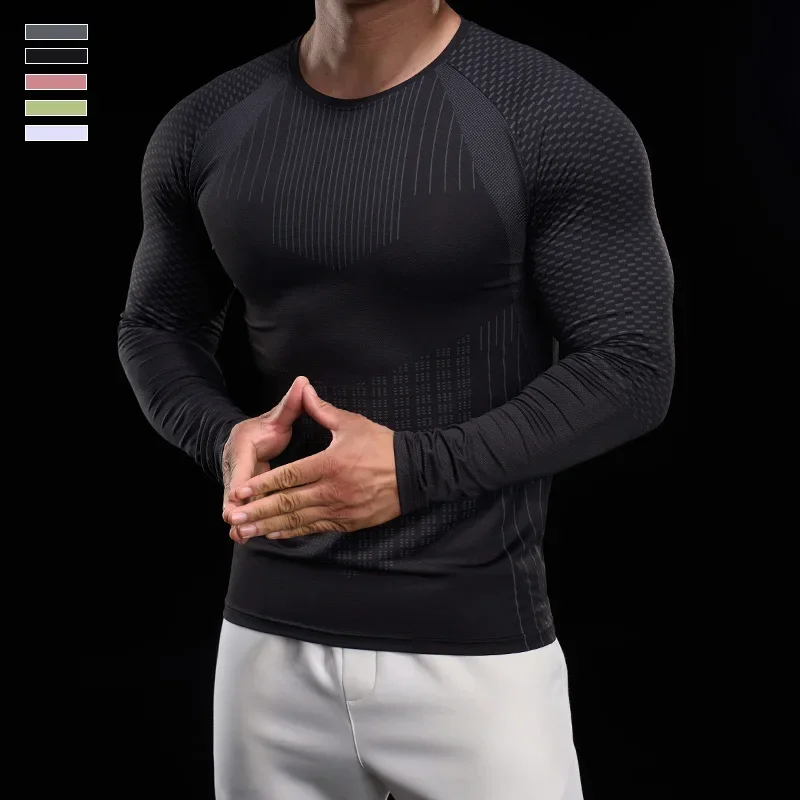 Men Athletic Running Shirt Elastic Training T-shirt Gym Fitness Workout Tight Outdoor Jogging Sweatshirt - Image 4