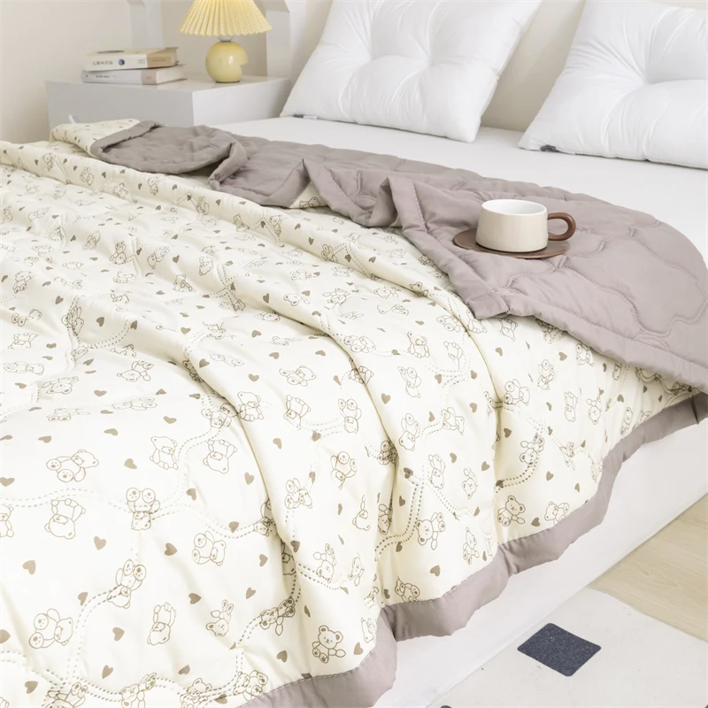 Cartoon Style Bedspread Quilted Comforter Nap Blanket Home Duvets 여름이불 Breathable Quilt Printed Thin Duvets couette de lit - Image 2
