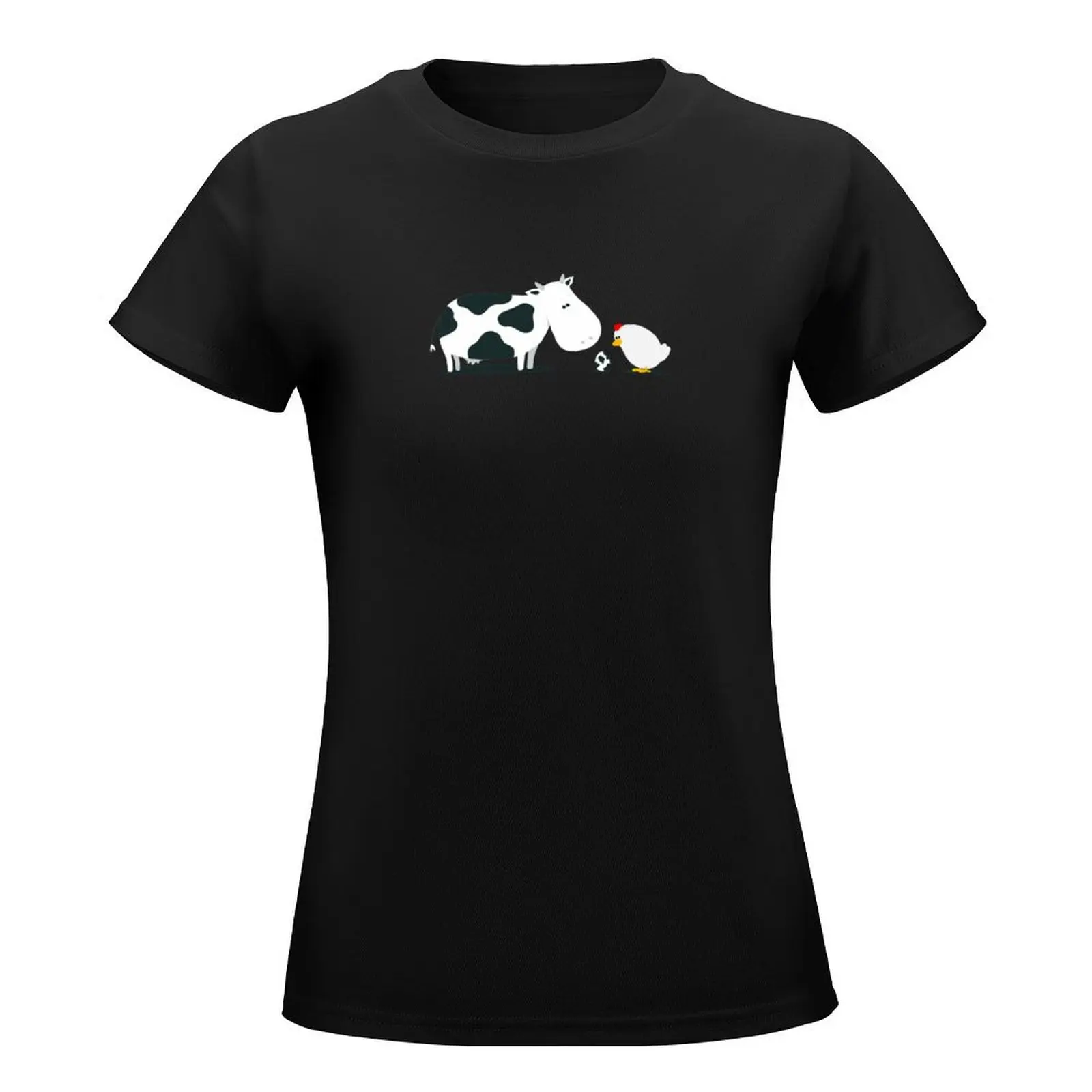 Cow Chicken Egg T-shirt kawaii clothes funny workout shirts for Women - Image 5