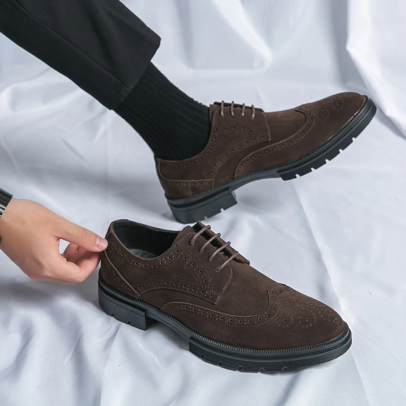 Men Oxford Shoes Comfort Suede Leather Shoes Vintage Slip-on Classic Casual Men Solid Color Shoes Wedding Male Lightweight Shoes - Image 2