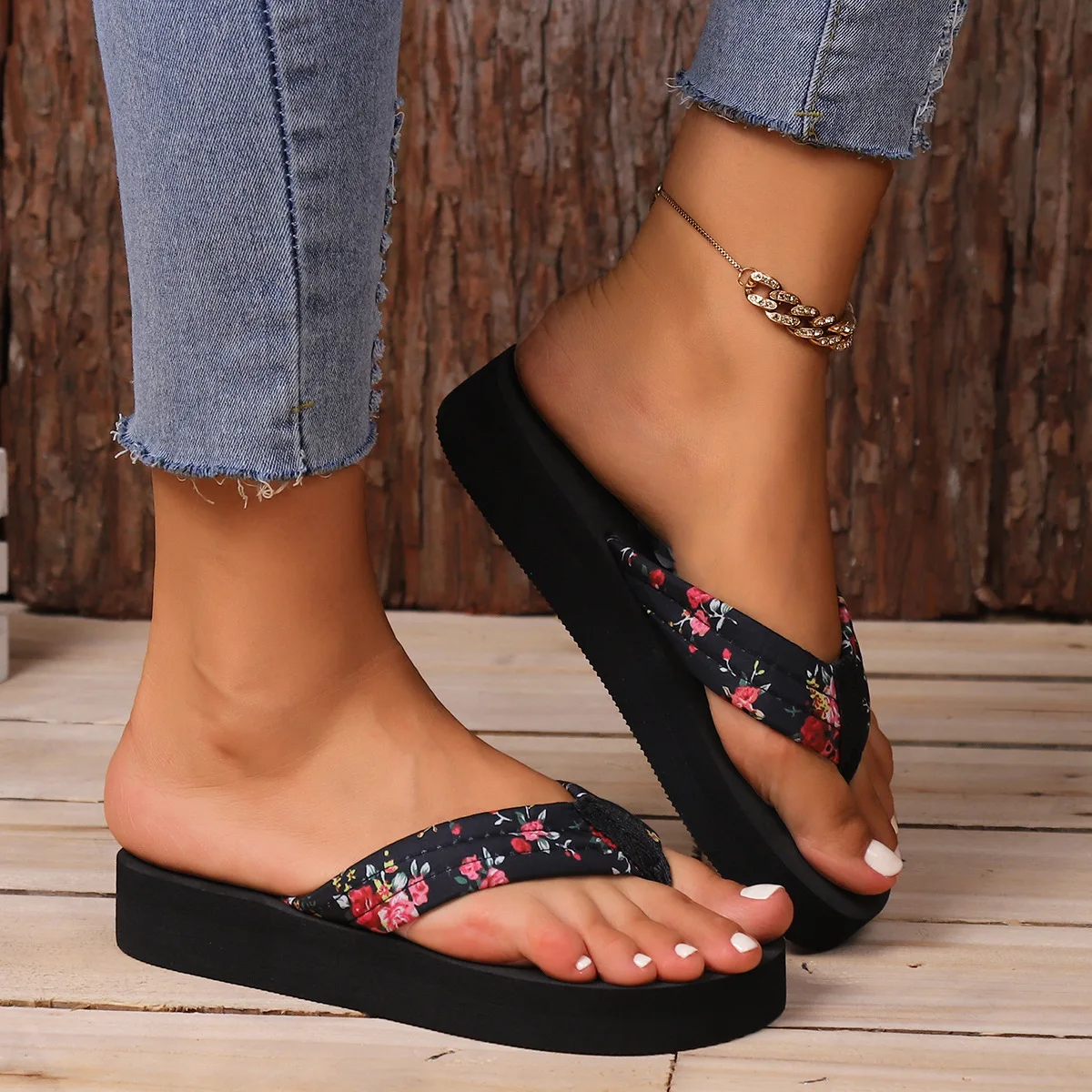 Summer Retro Flip Flops Women Outside Flat Beach Shoes Sandals Shoes for Ladies Slippers Slide Indoor House Pantuflas Mujer - Image 4