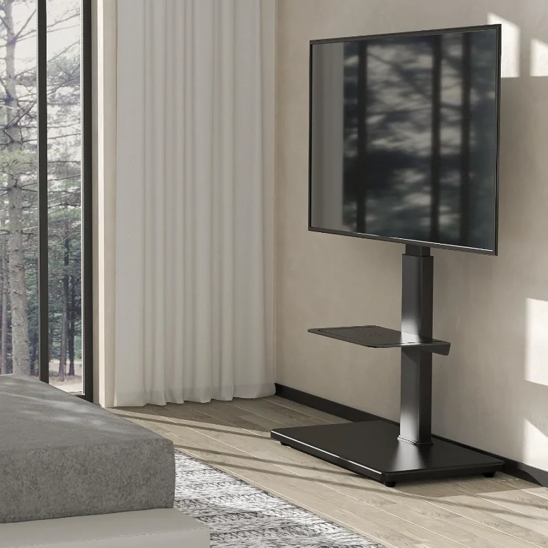 Rfiver Universal Swivel Floor TV Stand with Sturdy Wood Base for 40-77 Inch LCD LED Flat/Curved Screen TVs, Height Adjustable - Image 5