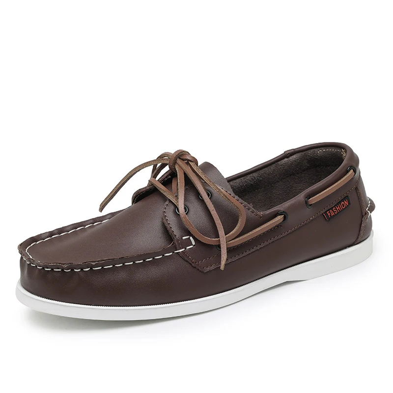Men’s Leather Boat Shoes Casual Slip-On Loafers Anti-Skid Comfortable Shoes - Image 4