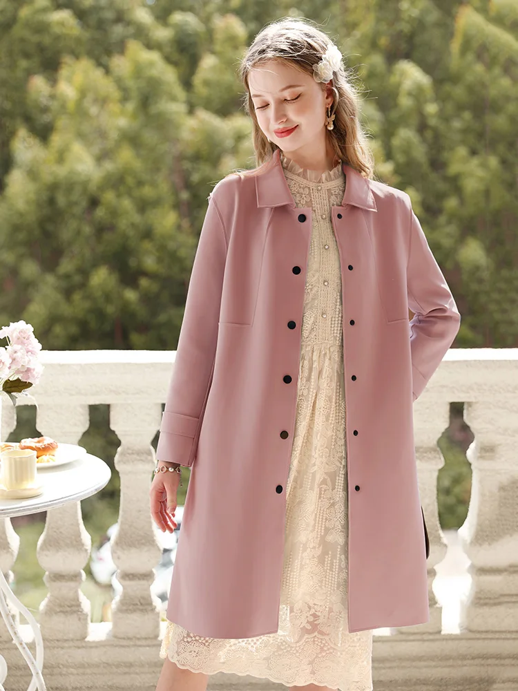 I BELIEVE YOU British Trench Coat Women Mid-length 2023 Autumn New High-grade Gentle Retro Turn-down Collar Jackets 2234185356 - Image 3