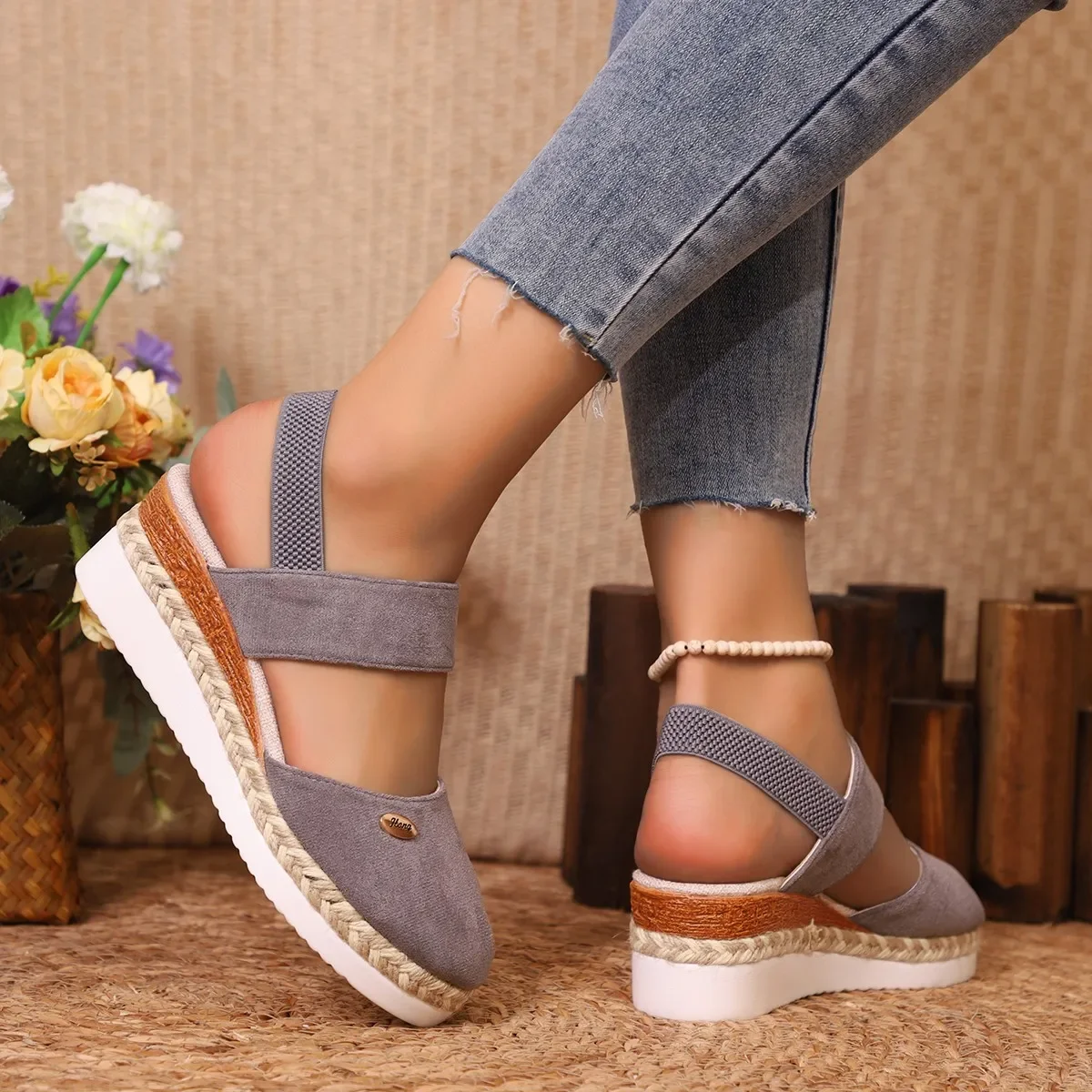 Women Closed Toe Wedge Sandals Women Summer Buckle Strap Gladiator Shoes Woman Fashion Espadrilles Platform Sandalias Mujer - Image 4