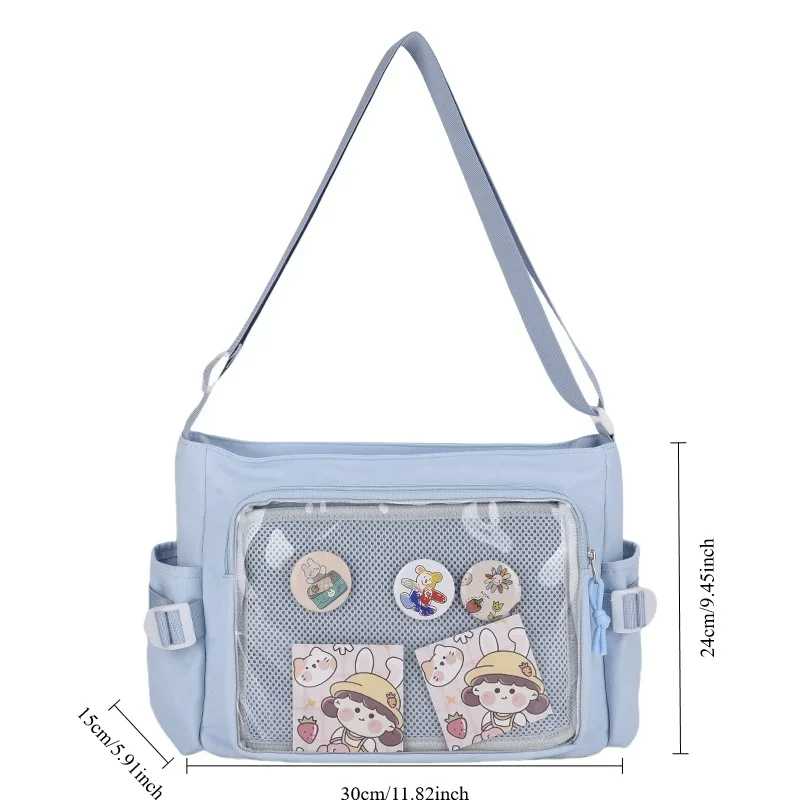 Preppy Style Candy Colour Cute Shoulder Bag Anime Expo Transparent Badge Display Messenger Bag Women Doll Itabag Crossbody Bag - Image 6