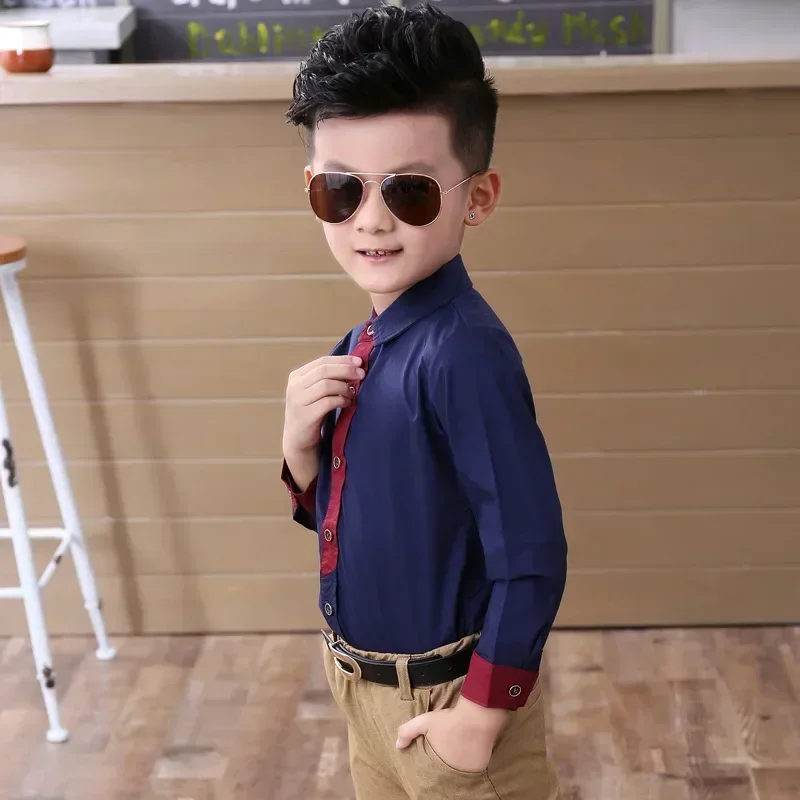 Boys Blouses Long Sleeved Shirts England Style Outerwear Kids Necktie Jacket 2024 Spring Autumn 2 To 10Yrs Children's Clothing - Image 4