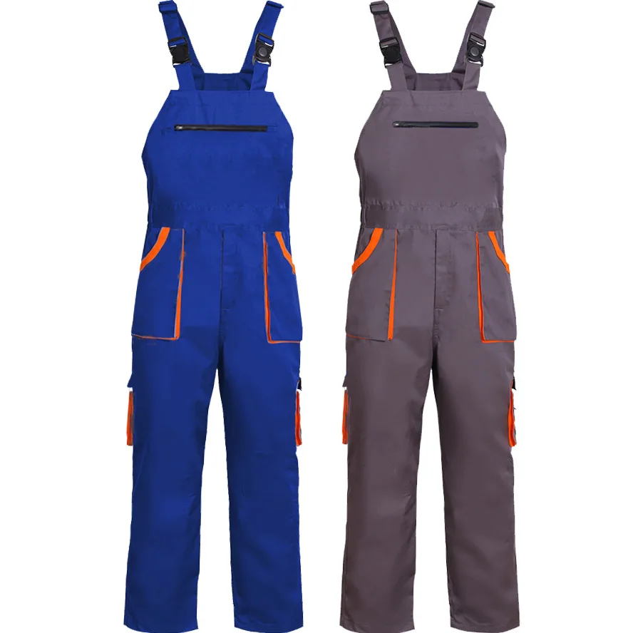 Bib Overalls Mens Women Work Clothing Plus Size Protective Coveralls Strap Jumpsuit Multi Pockets Uniform Sleeveless Cargo Pants - Image 2