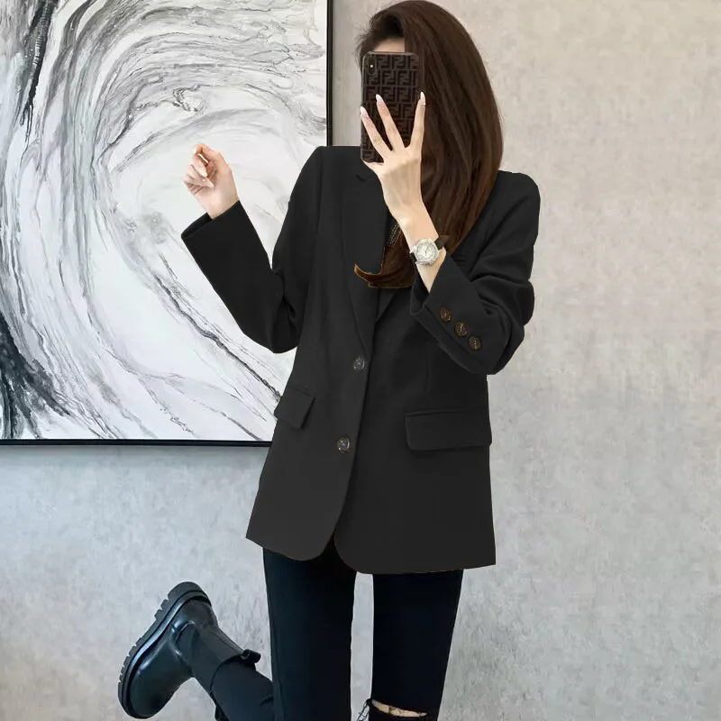 Women Blazer Casual Jacket Multi-Color Pocket All-Match Long Sleeved OL Autumn Winter Elegant Office Lady Coat Loose Solid Thin - Image 6
