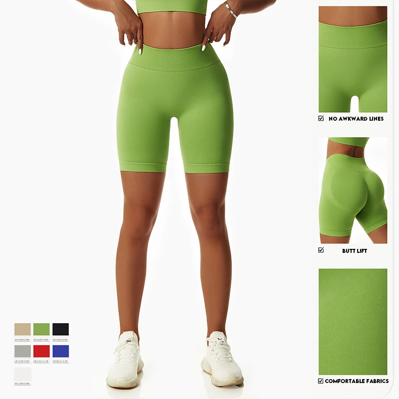 Summer Comfortable Seamless High Waist Yoga Shorts Gym Elasticity Hip Lift Pants Running Cycling Sports Shorts Tight Women - Image 2