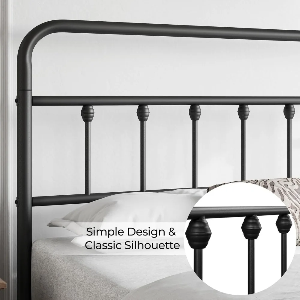 Queen Size Bed Frame with Victorian Style Iron-Art Headboard, No Box Spring Needed, Queen Size Bed Frame - Image 5