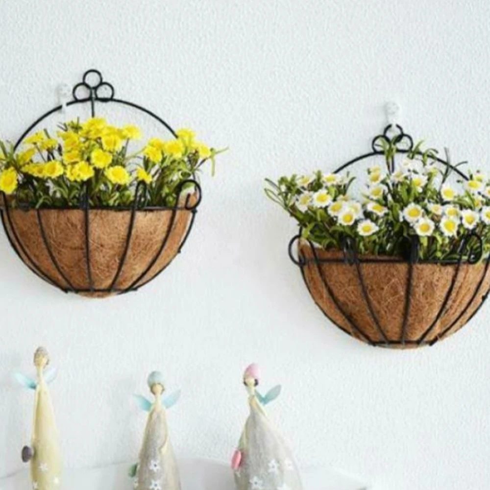 10/12/14 Inch Half Round Wire Plant Holder Metal Hanging Basket Coconut Liner Planter Flower Garden Pot for Home Balcony Decor L - Image 3