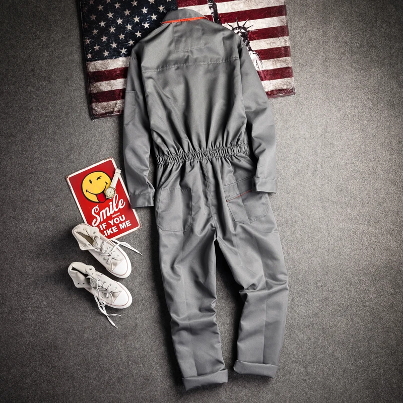 Men Long Sleeve Cargo Overalls Bib Pants Zipper Pockets Rompers Jumpsuit Fashion Labor Casual Coveralls Plus Size S-4xl - Image 5