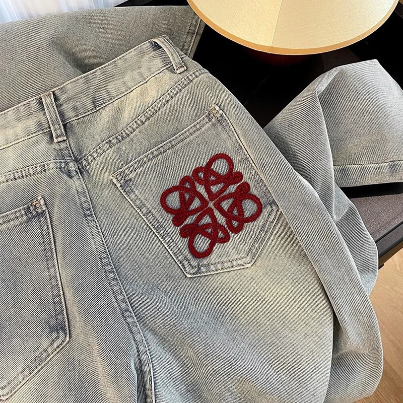 Embroidery Velvet Lined Wide Leg Jeans Winter Design Casual High Waist Baggy Straight Vaqueros Korea New Warm Woman Denim Pants - Image 5
