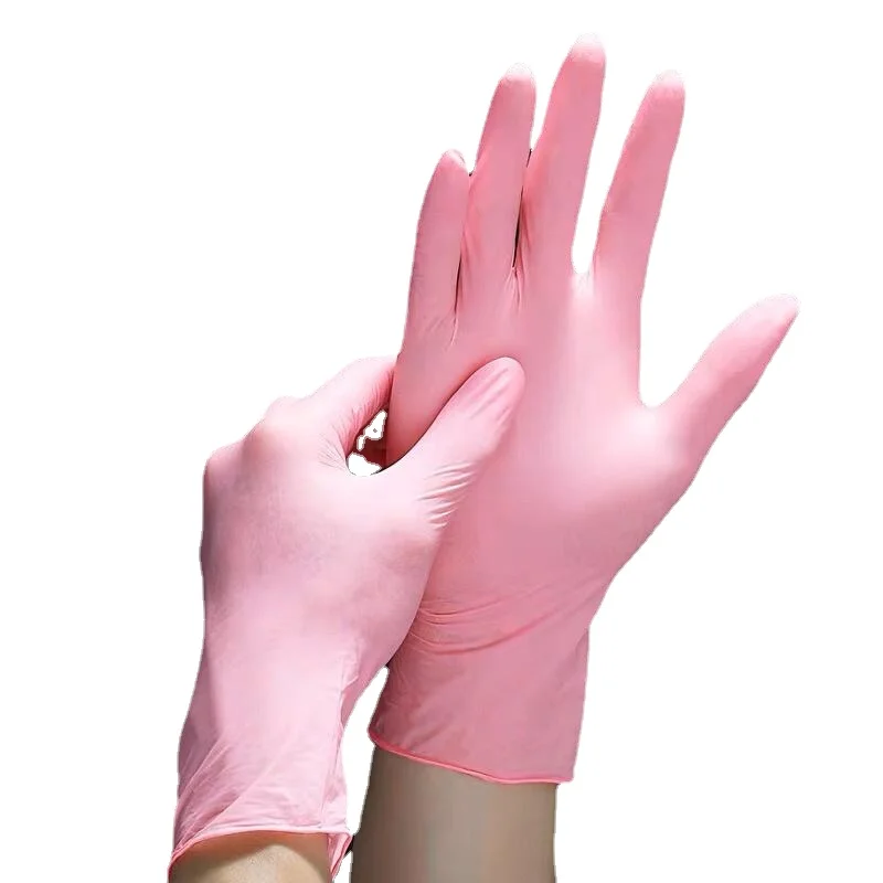 50/100PCS Pink Nitrile Gloves Disposable Powder Free Household Cleaning Gloves for Kitchen Gardening Working Beauty Nail Gloves - Image 2