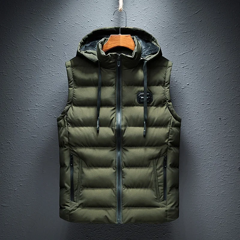 Vest Male Hooded Casual Loose Vest Jacket Mens New Autumn Warm Sleeveless Jacket Male Winter Casual Waistcoat Men Vest Plus Size - Image 3