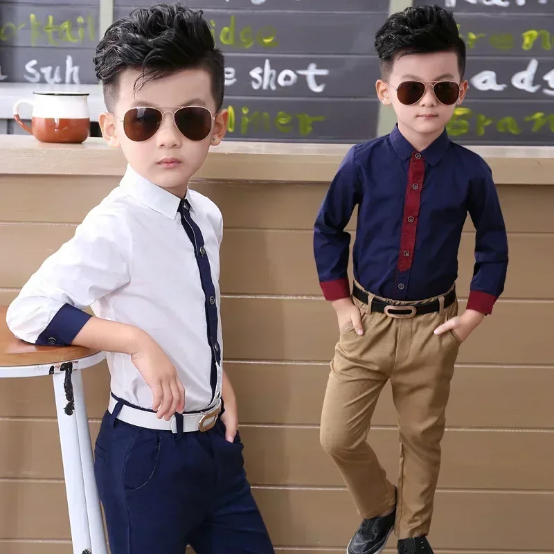 Boys Blouses Long Sleeved Shirts England Style Outerwear Kids Necktie Jacket 2024 Spring Autumn 2 To 10Yrs Children's Clothing - Image 2