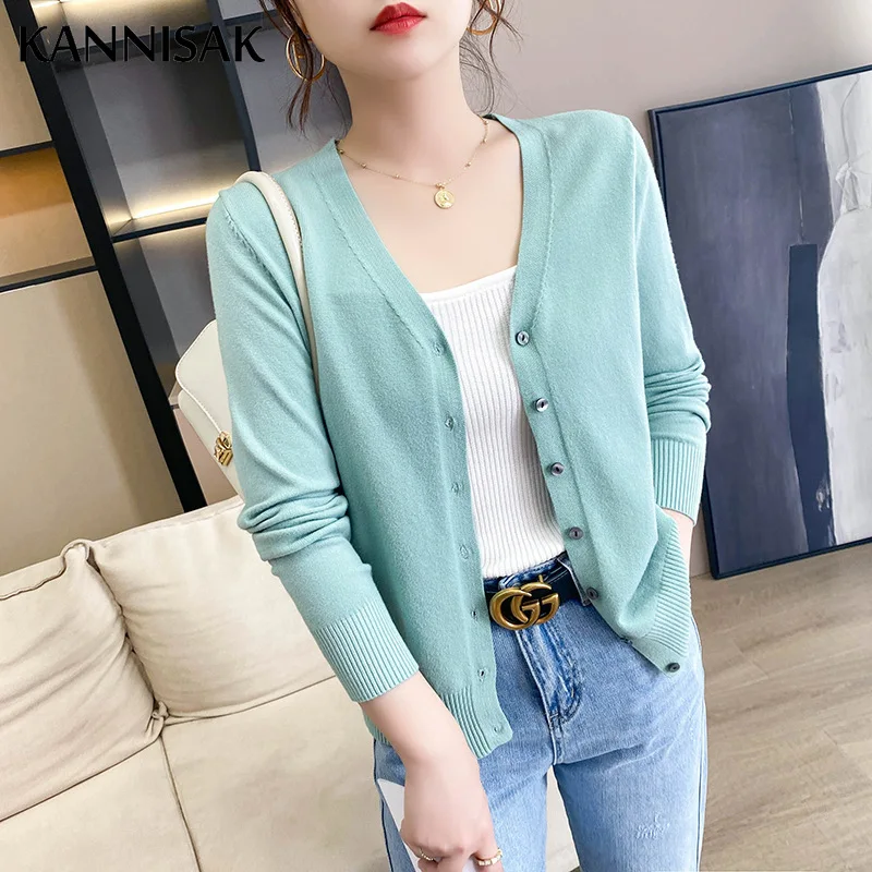 Spring Autumn Women Cardigans Loose Solid Single Breasted V-neck Pink Red Sweaters Fashion Korean Cardigan Jumpers Knitwear 2024 - Image 4