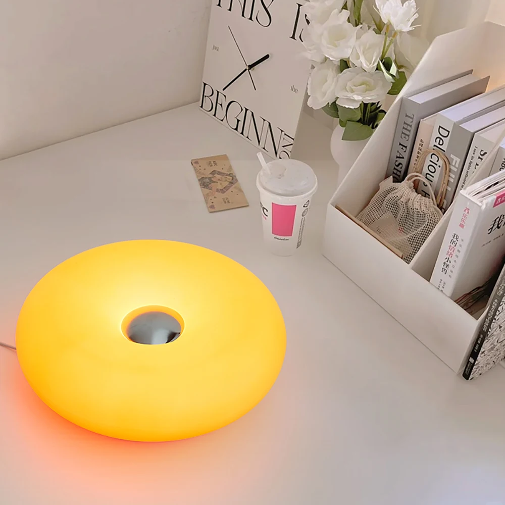 Bauhaus table lamp USB plug bedroom bedside lamp living room dining room decoration donut ambient light - Image 4