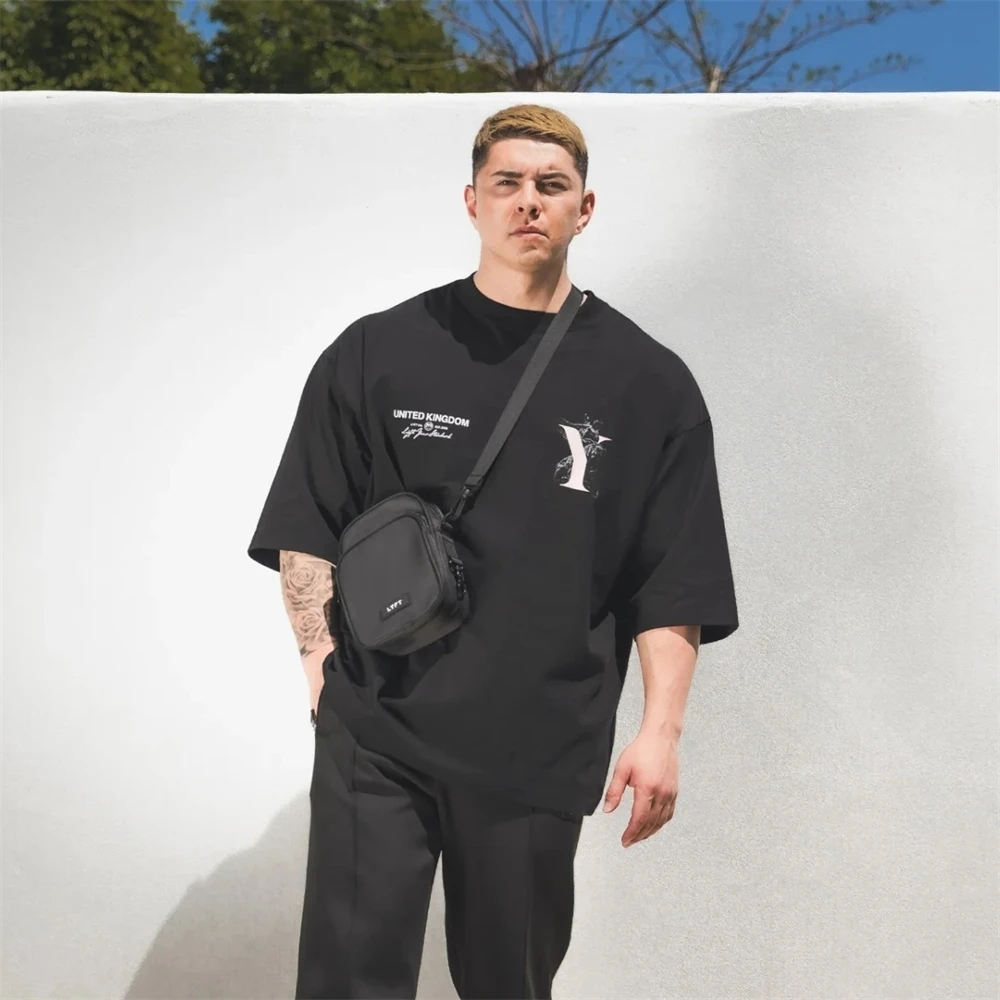LYFT 2024 Summer Sports T Shirts Men Outdoor Fitness Training T-shirt Fashion Trend Cotton Elastic Running Short sleeved Gym Tee - Image 4