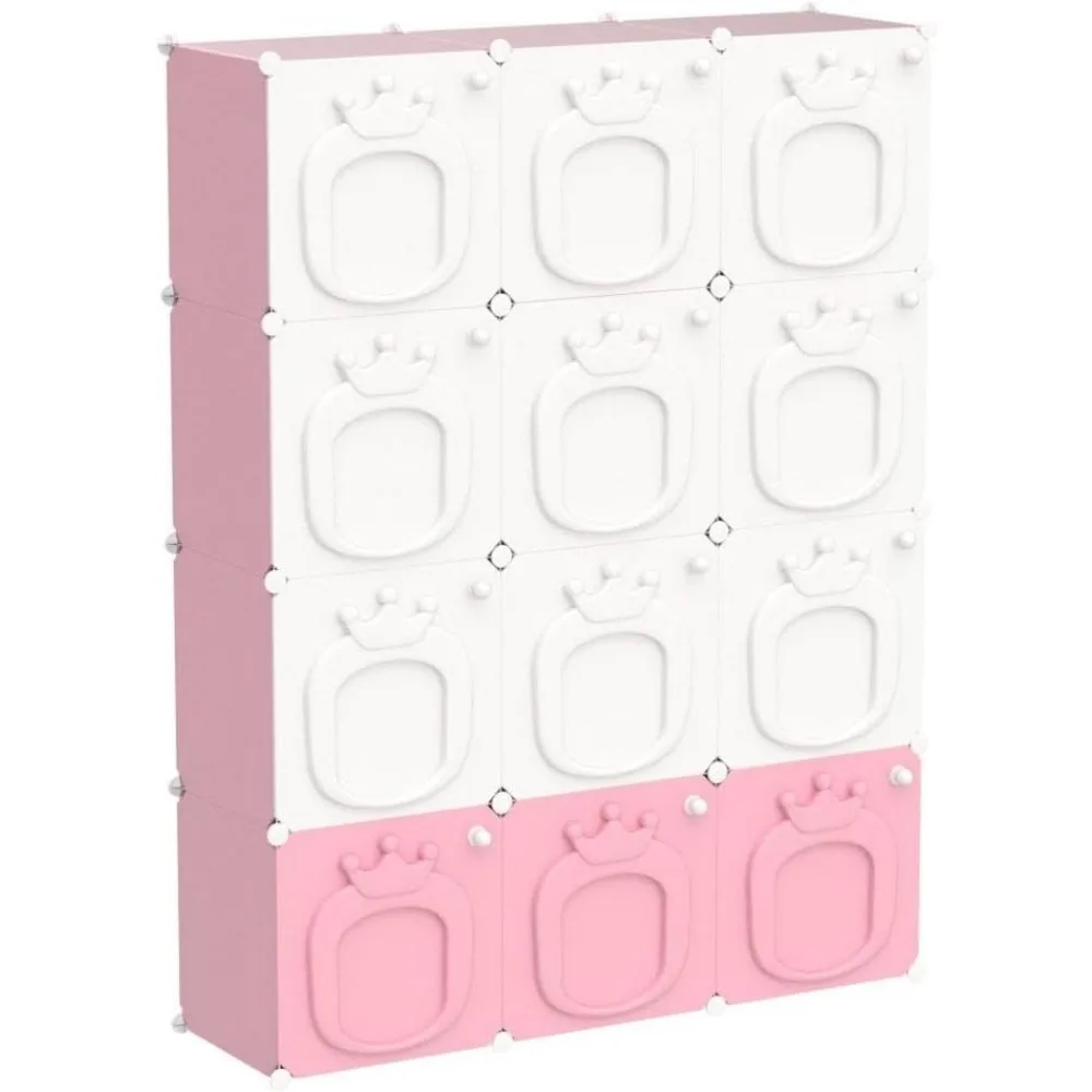 Kids Wardrobe Closet,Baby Closet Cabinet with Door.Baby Girls Armoires Organizer for Bedroom.Two Open Hanging Children Costume - Image 5