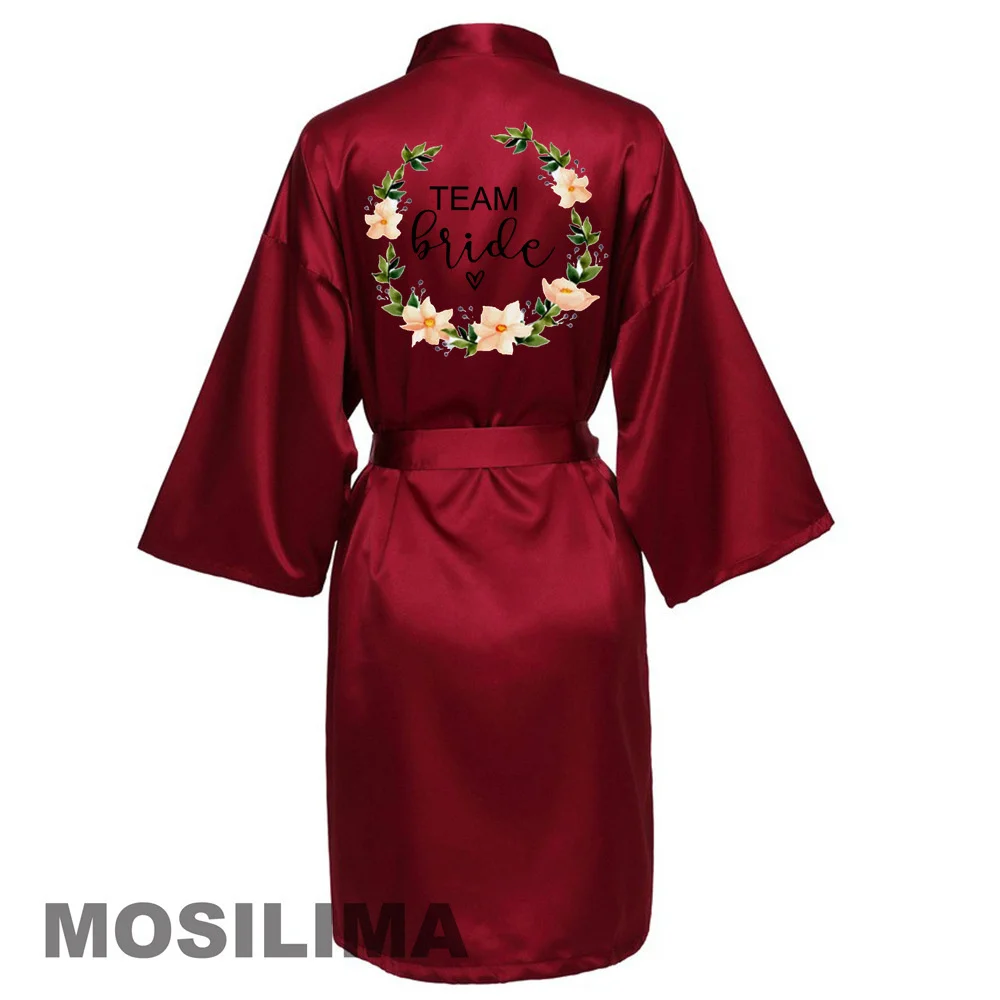 Wedding Party Team Bride Robe Kimono Satin Pajamas Bridesmaid Bathrobe SP073 - Image 2