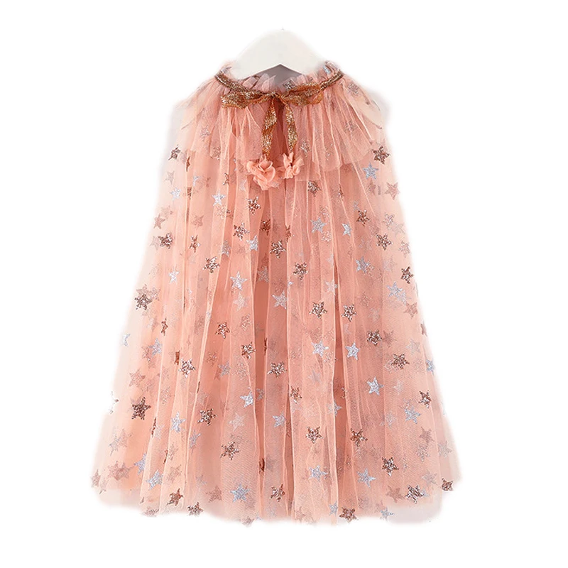 Christmas Halloween Girls Cloak Outerwear One Size Sequins Shawl Kids Coat for Birthday Party Beach Rainbow Princess Costume - Image 2