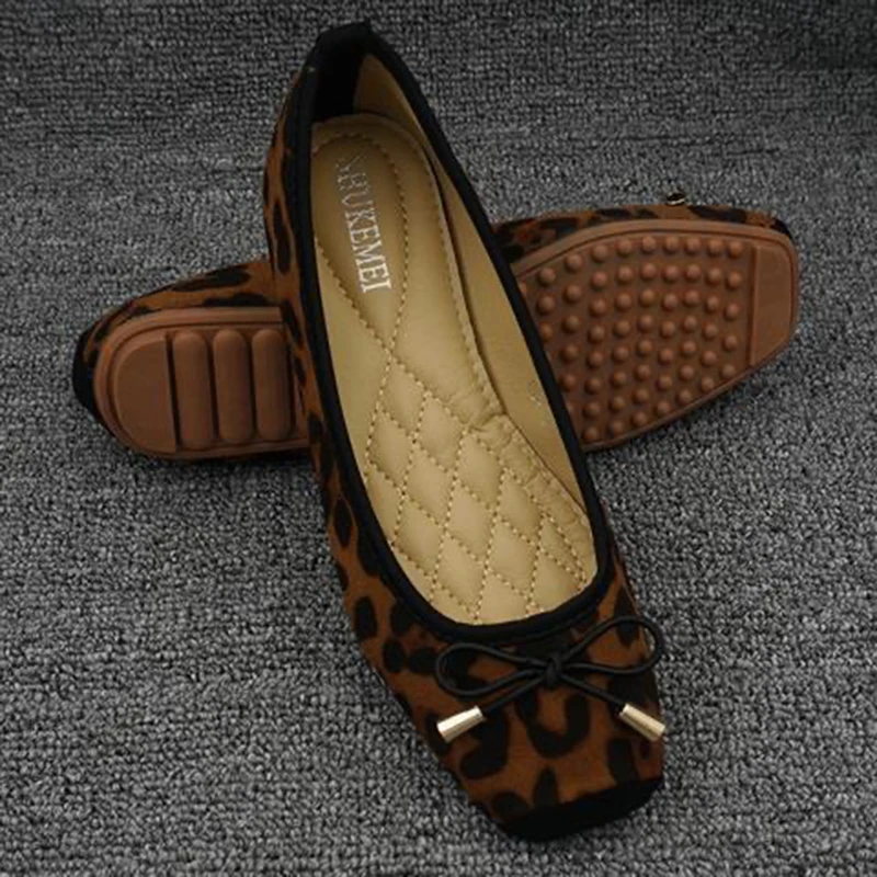 New Spring Summer Shoes Women Ballet Flats Sweet Flat Bowknot Laides Brand Shoes Big Size 42 Leopard DX295 - Image 4