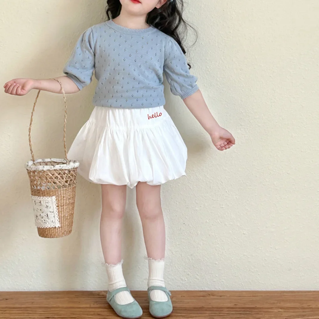 Baby Girls Skirts 2025 Spring New White Pod Skirt Korean Style Fashion Latter Embroidery Kids Girls Wear Culottes - Image 3